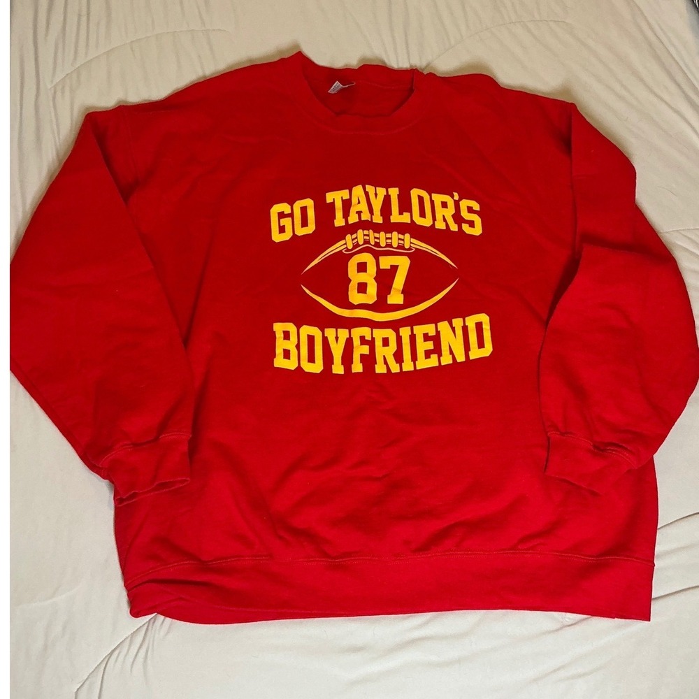 Go Taylors Boyfriend 87 Sweatshirt Red Kansas City Chiefs Travis XL